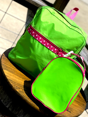 Polka Dot Hottie: Lime Green and Hot pink PolkaDot Backpack