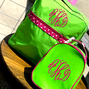Polka Dot Hottie: Lime Green and Hot pink PolkaDot Backpack