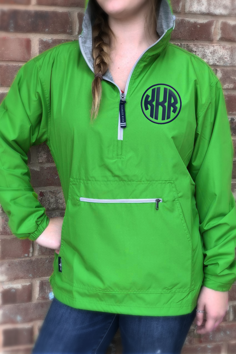 Monogram Raincoat: Kelly Green/ Navy