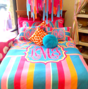 KK's Custom Bedding: Colorful Stripes/ Paisley