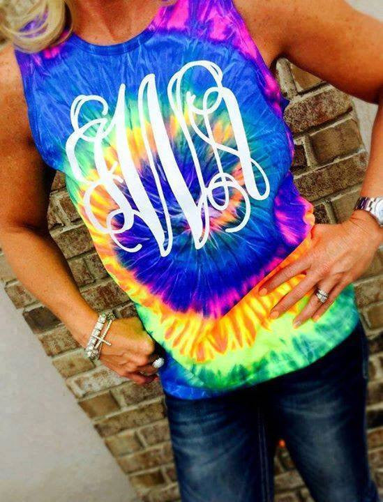 Monogram Tie Dye Tank: White