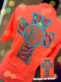 Colorful Cross Custom Monogram T-shirt: Orange