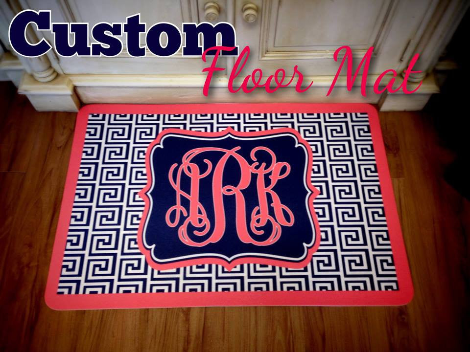 Monogram Mat: Geo/ Royal Blue & Hot Pink