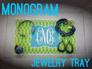 Monogram Jewelry Tray: Lime Green/ Aqua