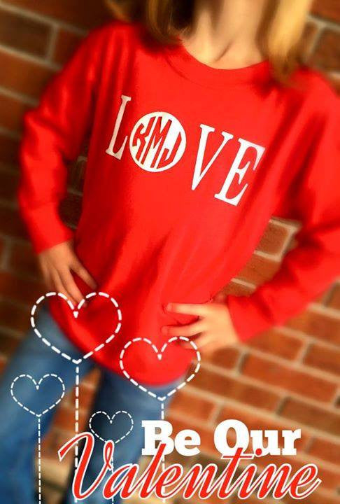 MINI-MONOGRAMS- Long Sleeve T-Shirt: Red/ Love