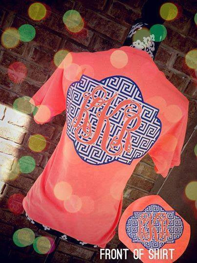 Geo Me Crazy T-Shirt: Coral/ Royal Blue