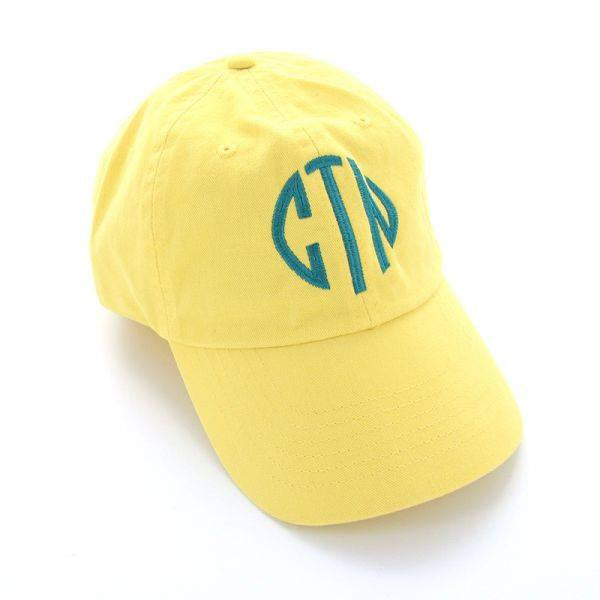 Monogram Baseball Hat: Yellow/ Teal Interlocking