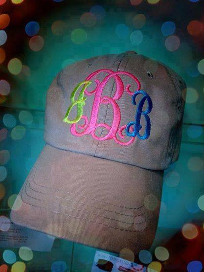 Monogram Baseball Hat: Khaki / Multi