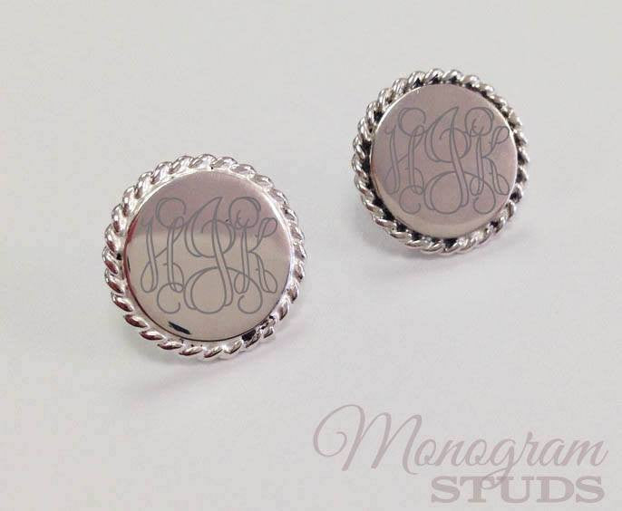 Monogram Stud Earrings: Silver