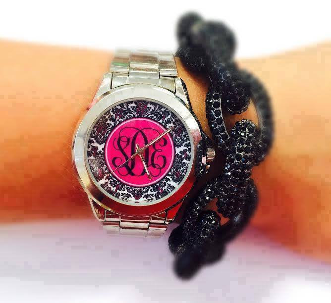 Damask Watch: Black/ Hot Pink