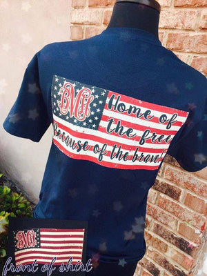 American Pride Short Sleeve T-Shirt: Navy/ Flag