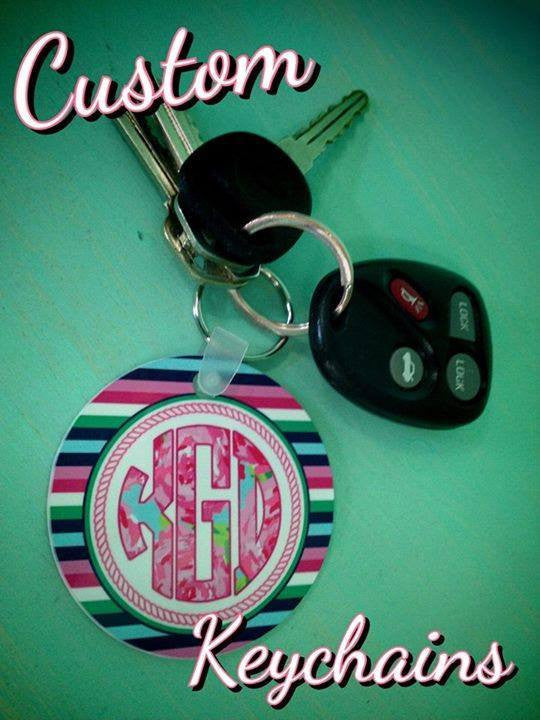 Monogrammed Key-chain: Designer Inspired/ Stripe