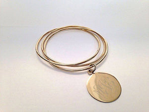 3 Bangle Monogram Bracelet: Gold