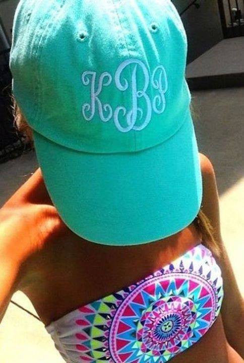 Monogram Baseball Hat: Seafoam