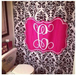 Monogram Shower Curtain: Damask/ Pink
