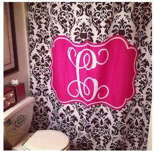 Monogram Shower Curtain: Damask/ Pink