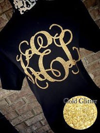 Classic Monogram Short Sleeve T-shirt: Black/ Gold Glitter