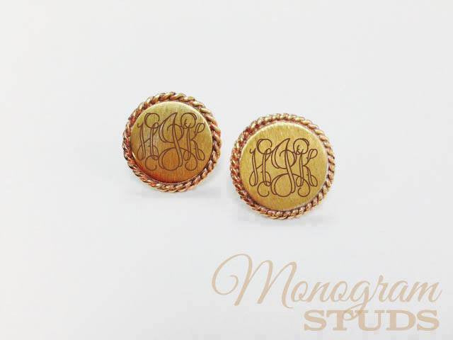 Monogram Stud Earrings: Gold