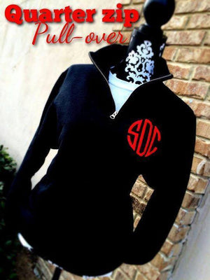 Quarter Zip Sweatshirt: Black/ Red