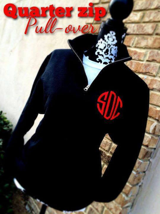 Quarter Zip Sweatshirt: Black/ Red