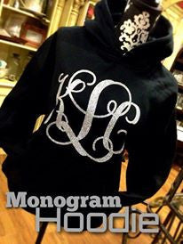 Monogram Hoodie: Black/ Silver Glitter