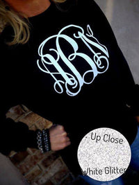 Monogram Long Sleeve Shirt: Black/ White Glitter