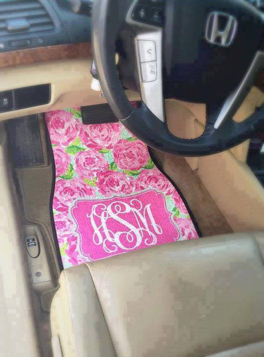 Monogram Car Mats: Pink Rose