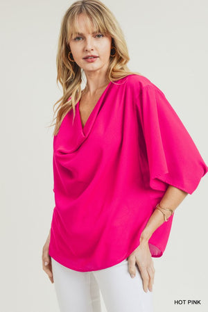 Love In The Air: Cowl Neck Woven Top