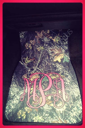 Monogram Car Mats: Camo / Hot Pink