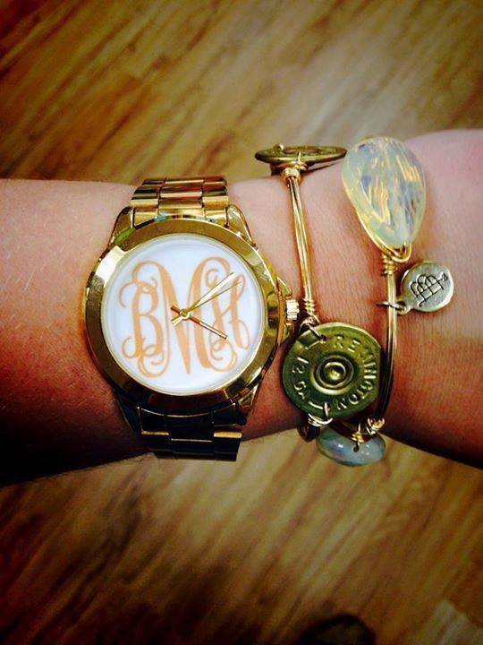 Classic Monogram Watch: Gold/ White Face