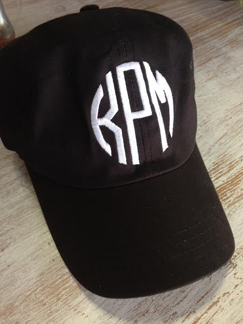 Monogram Baseball Hat: Black/ Circle White