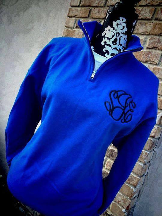 Quarter Zip Sweatshirt: Royal Blue/ Black