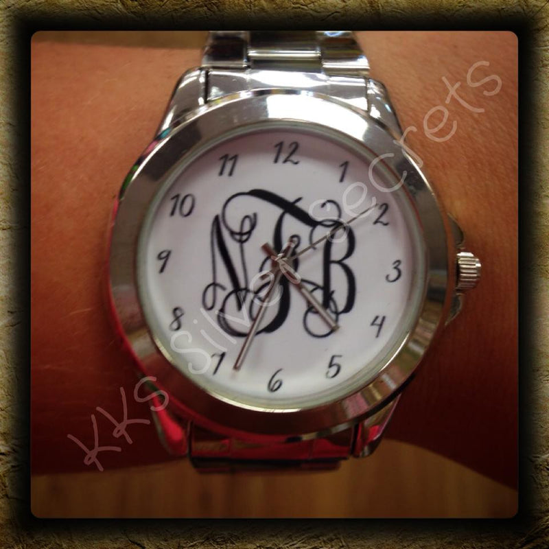 Monogram Watch: White/ Black Numbers