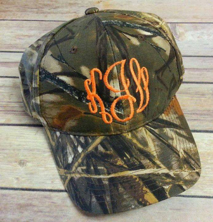 Monogram Camo Hat: Neon Orange/ Interlocking