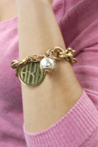 Sarah Monogram Satin Finish Pearl Bracelet