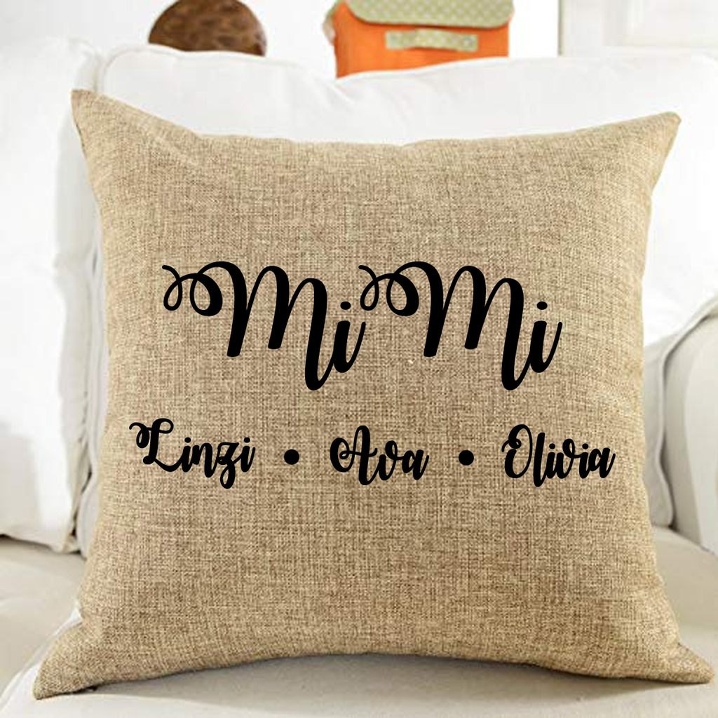 Custom Burlap Pillows: Names