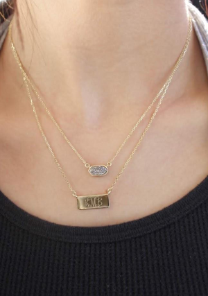 Lindsay: Layered Druzy Engraved Necklace