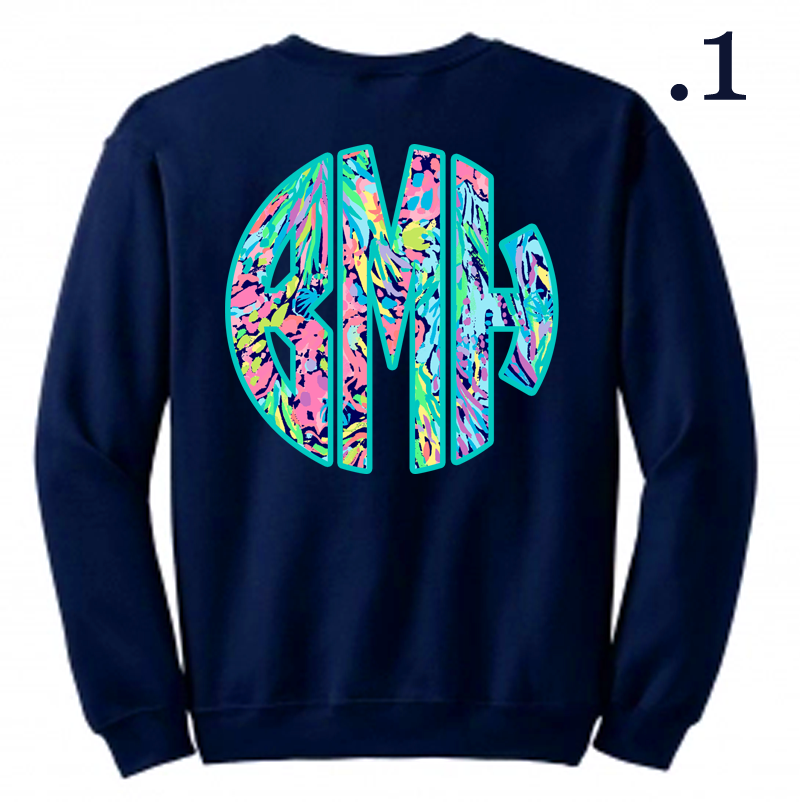 Monogram Designer Inspired Sweatshirt: Navy