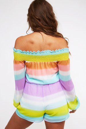 Riley: Rainbow Smocking Romper