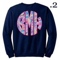Monogram Designer Inspired Sweatshirt: Navy