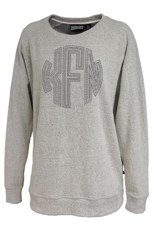 Embroidered Poodle Fleece Crew Sweatshirt