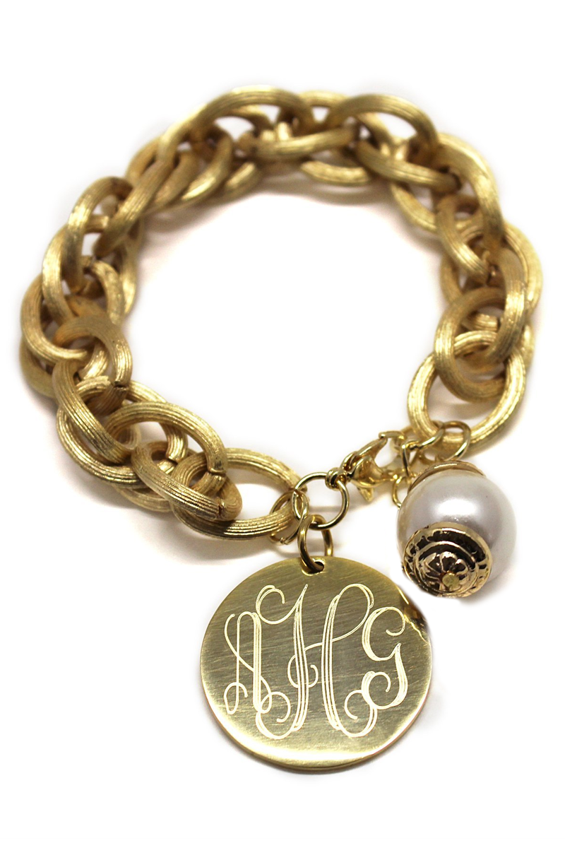 Sarah Monogram Satin Finish Pearl Bracelet