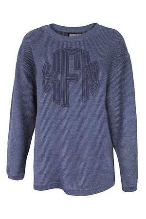 Embroidered Washed Cord Crew Sweatshirt