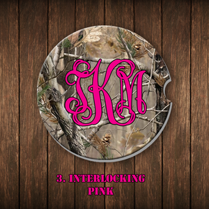 Camo Monogram Car Coaster Set