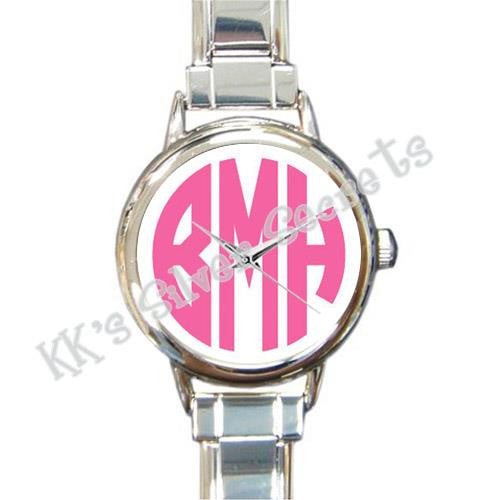 Monogram Watch: Pink Face/ White Circle