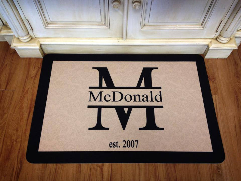 Monogram Mat: Black/ Tan