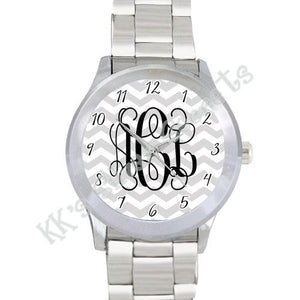 Chevron Watch: White/ Gray with Numbers