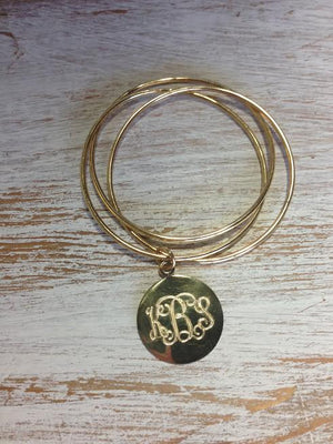 3 Bangle Monogram Bracelet: Gold