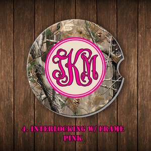 Camo Monogram Car Coaster Set