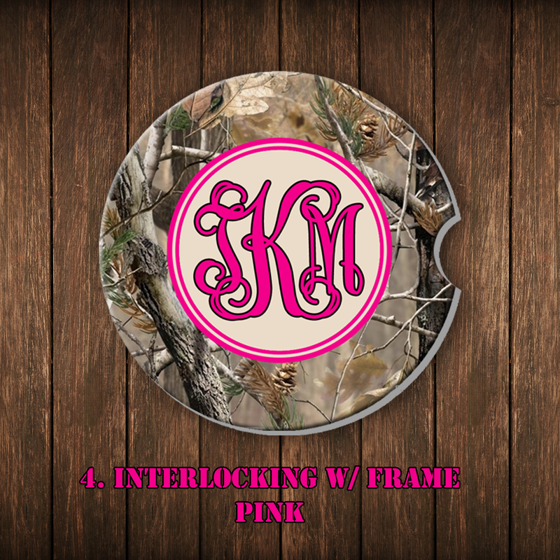 Camo Monogram Car Coaster Set